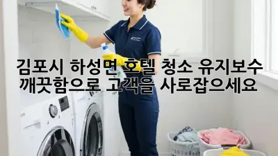 김포시 하성면 호텔 청소 유지보수: 깨끗함으로 고객을 사로잡으세요!